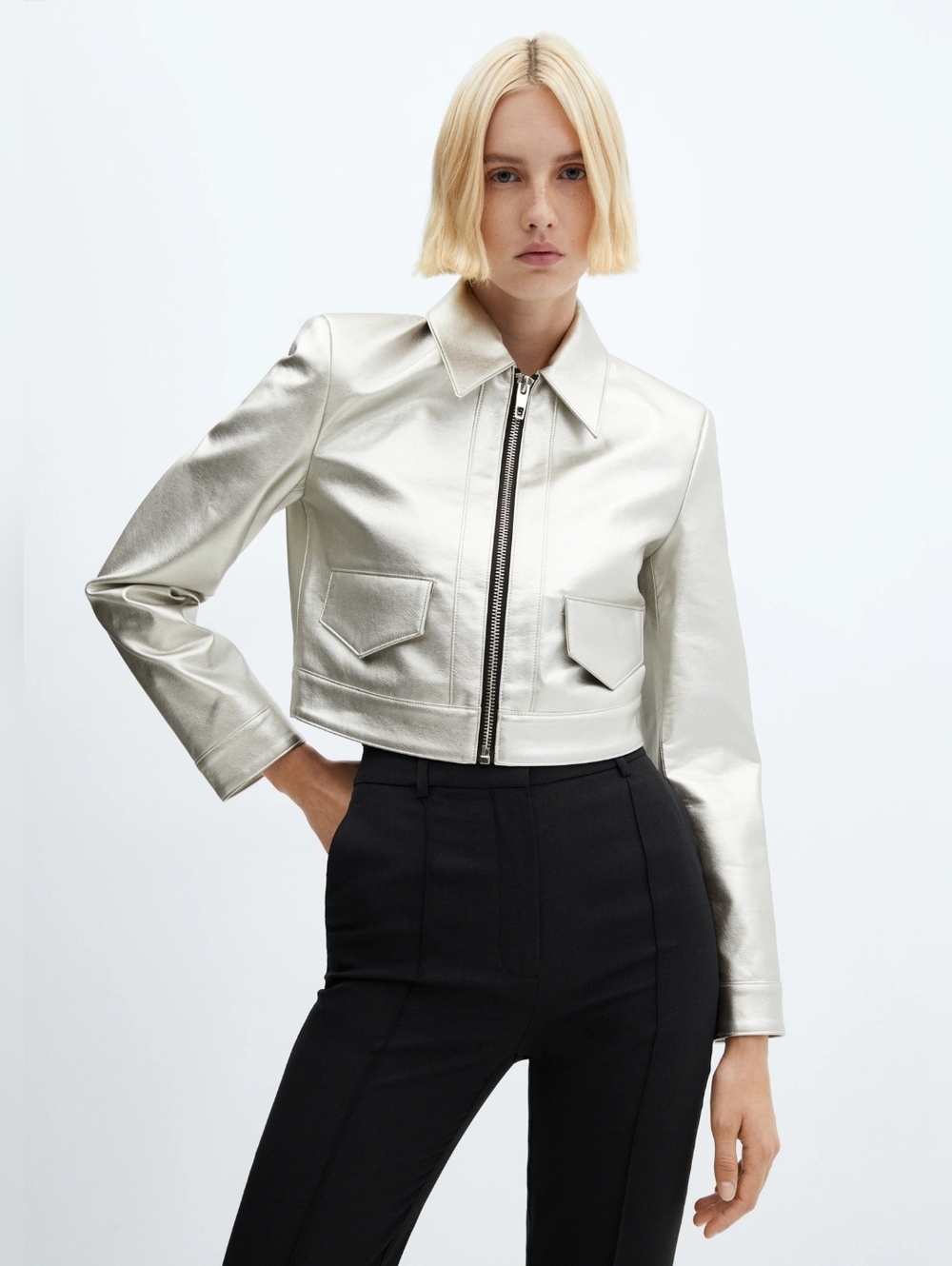 Mango Metallic cropped jacket
